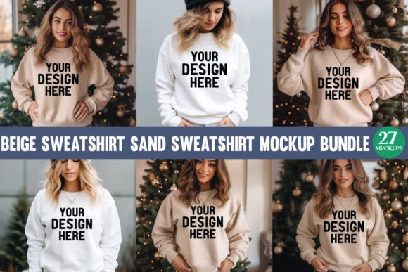 Beige Sweatshirt Mockup Bundle: A Versatile Design Asset for Hoodies & Apparel Projects