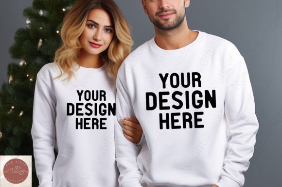 Christmas Couple Sweatshirt Mockup for Hoodies & Handmade Business Design