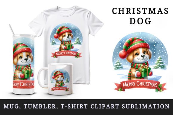 Christmas Dog Tumbler Design for Crafts & Branding Projects
