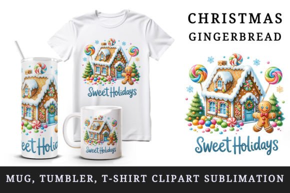 Christmas Gingerbread Mug Wrap, Clipart: Festive Craft Design for Seasonal Branding