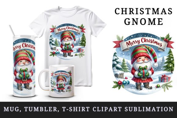 Christmas Gnome Tumbler Mug Wrap Clipart: A Festive Craft for Branding & Marketing