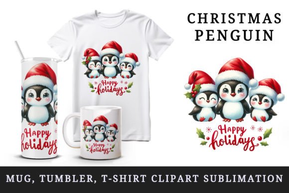 Christmas Penguin Tumbler, Mug, Clipart for Real Crafting Magic