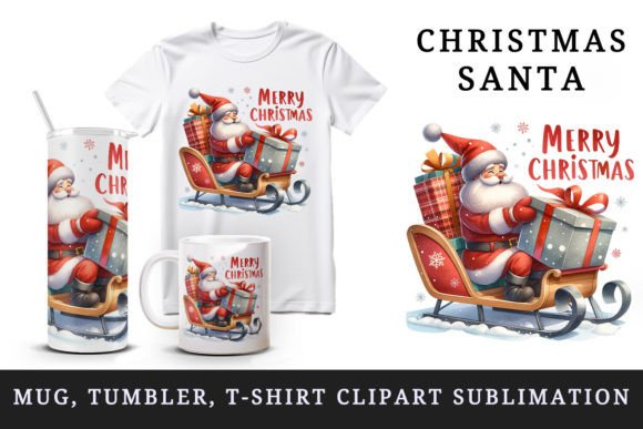 Christmas Santa Tumbler Mug Wrap Clipart for Crafts & Digital Selling