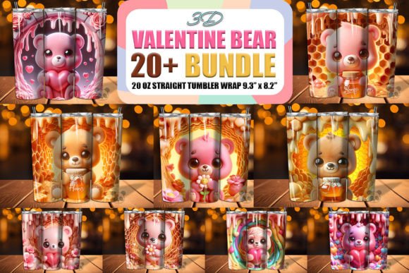 Cute Bear 3D Valentine Tumbler Bundle: A Charming Craft for Local Branding