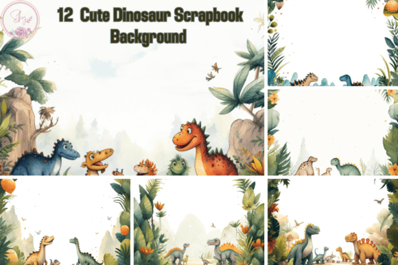 Cute Dinosaur Scrapbook Background for Bloggers & Publishers