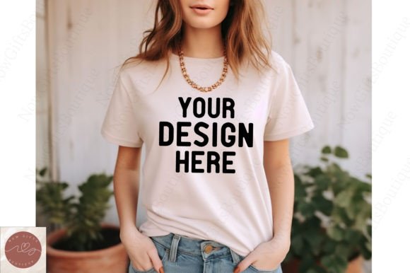 Elegant Feminine Touch with Valentine Gildan 5000 Women Mockup 2 for T-Shirt Branding