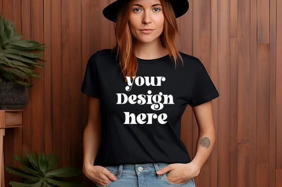 Gildan 2000 T-shirt Mockup Black for Bloggers and Digital Publishers