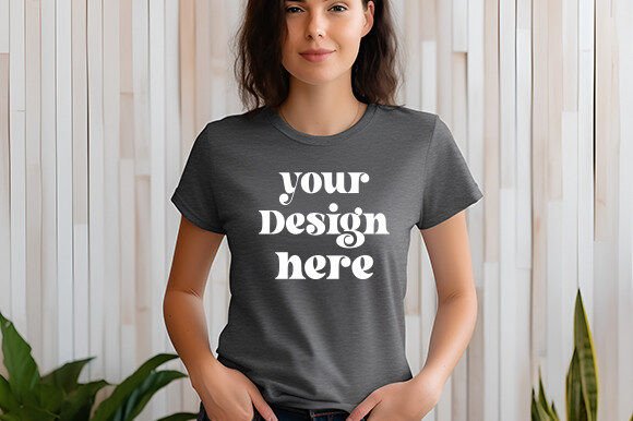 Gildan 2000 T-shirt Mockup Darkheather for Real Small Business Branding
