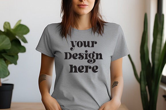 Gildan 2000 T-shirt Mockup Sportgrey for T-Shirts and Content Publishing