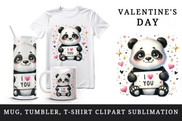 I Love You Cute Panda Mug Wrap Clipart for Crafts