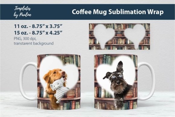 Library Book Photo Mug Wrap Template for Print Templates Sellers