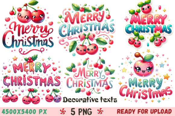 Merry Christmas with Cute Cherries