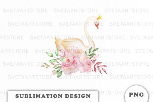 Princess Swan Floral PNG for Crafts & Digital Selling