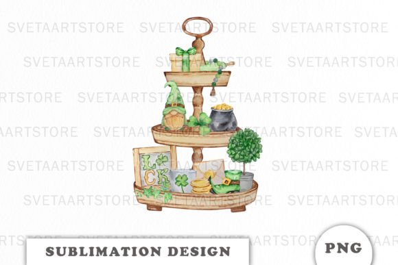 St. Patrick's Tiered Tray Sublimation PNG for Crafts & Cricut Projects