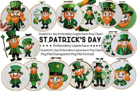 St. Patrick’s Day Embroidery Leprechaun Print Templates for Blog & Editorial Design