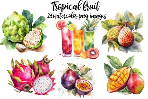 Tropical Fruit Clipart for Crafts and Editorial Design