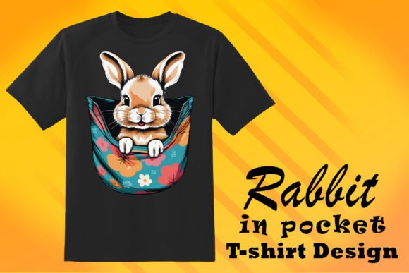Unique Bunny in Pocket Illustration for T-Shirt Designs & Craft Projects