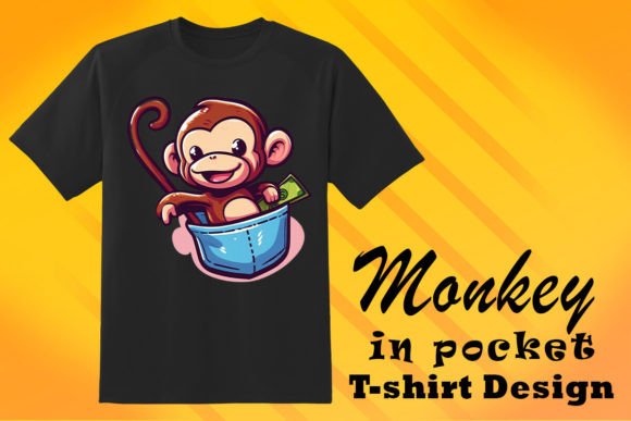 Unique Monkey in Pocket Illustration PNG for T-Shirt Designs and Blog Graphics