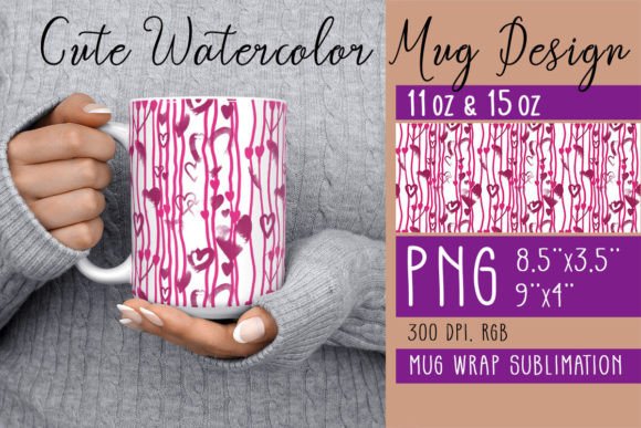 Valentines Day Mug Wrap Sublimation Print Templates for Romantic Branding